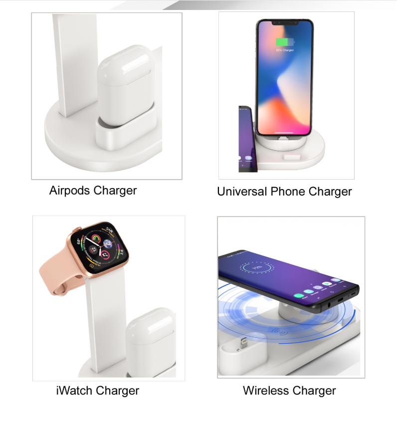 3-in-1 wireless charging station charging setup