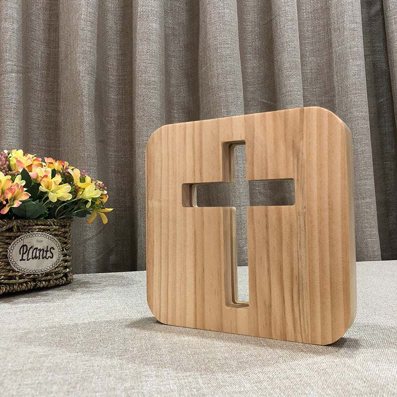 Natural wood LED night lamp for bedroom and living spaces