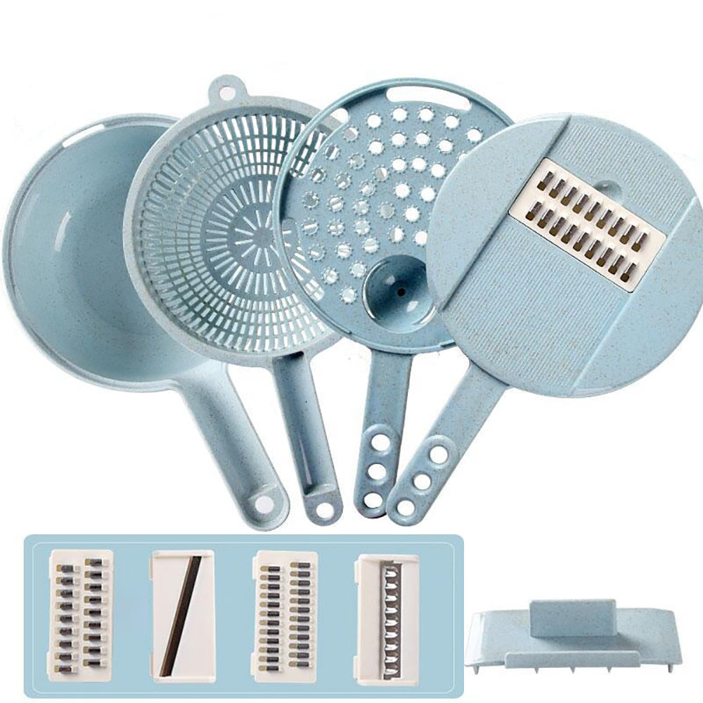 All components including blades, drain basket & grater