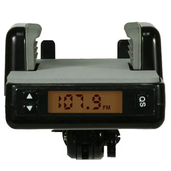 Car radio receiver with digital display on a white background