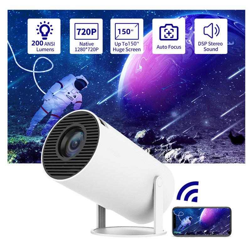 Compact Magcubic HY300 portable projector with 180-degree rotation and automatic focus for home use