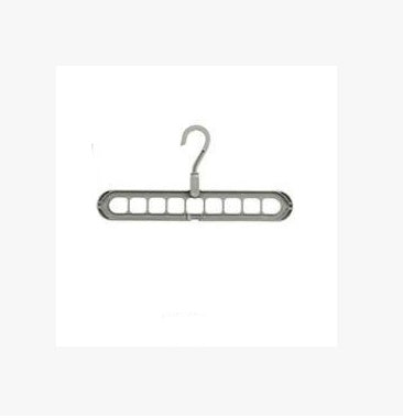 Grey 360 rotating plastic clothes hanger storage hook – solo product view on white background