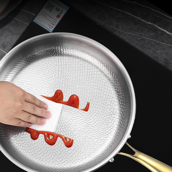 Titanium frying pan with stainless steel base for everyday cooking