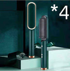 Two green hairbrushes with metallic accents on a dark teal background