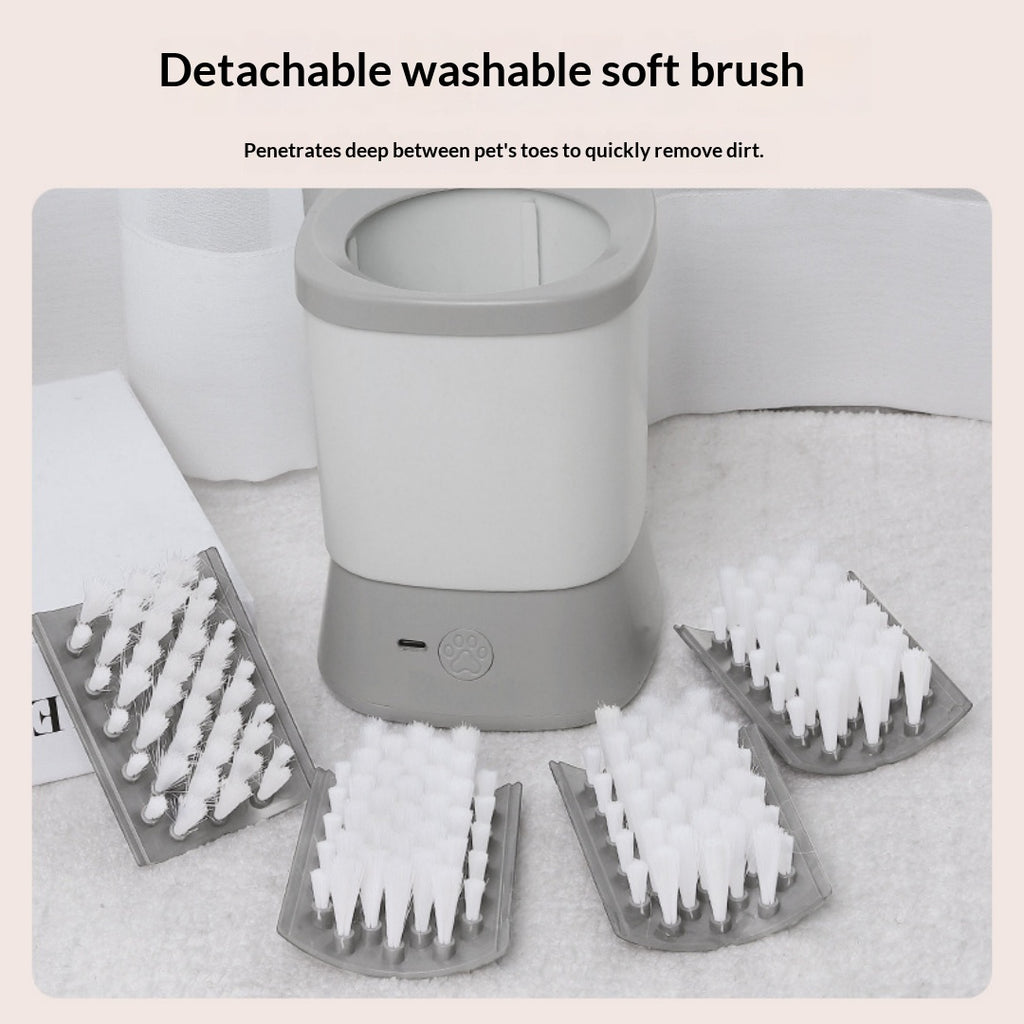Automatic pet paw cleaner detachable washable soft brush heads for deep between-toe cleaning