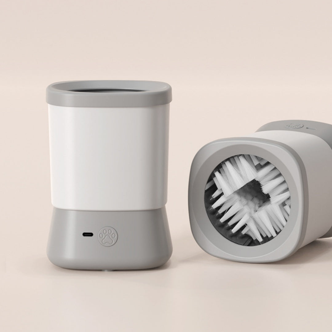 Automatic pet paw cleaner grey color front view and brush interior product shot
