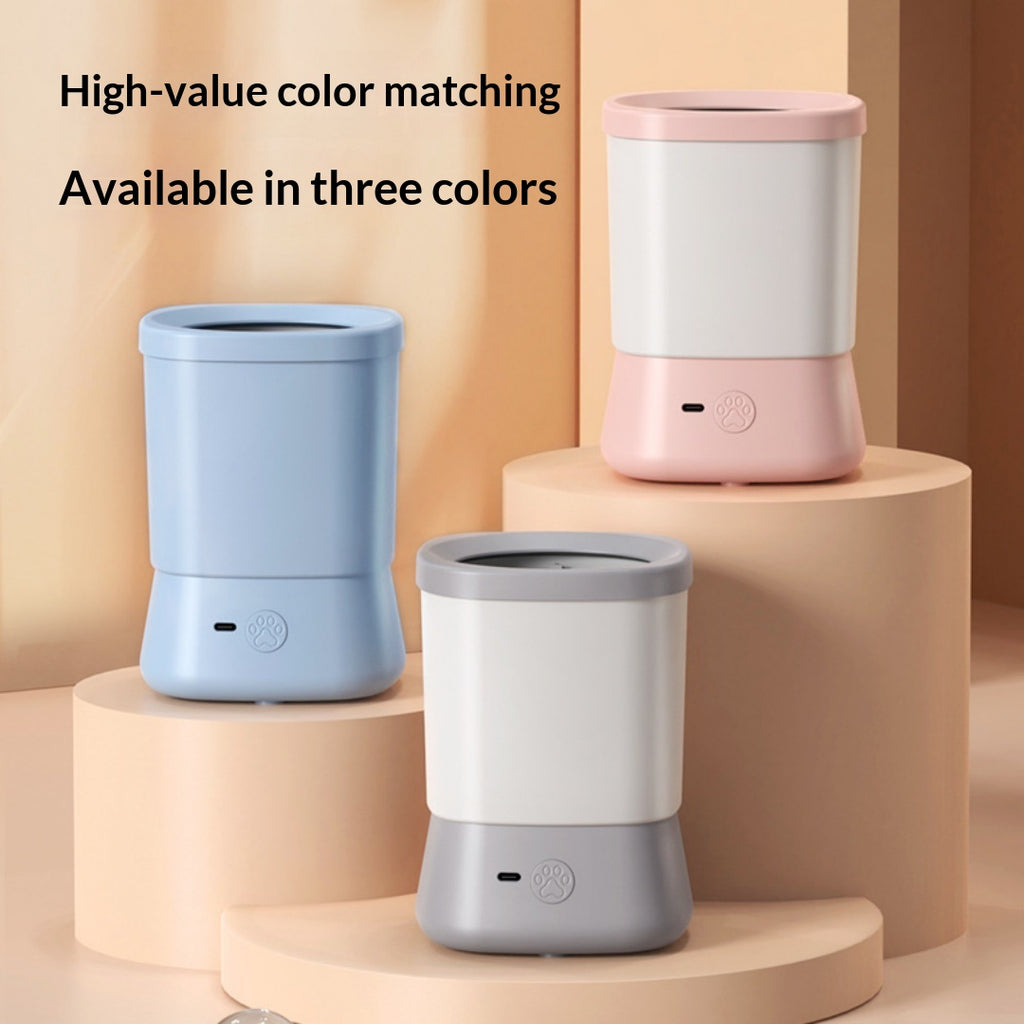Automatic pet paw cleaner available in three colors – blue, pink and grey