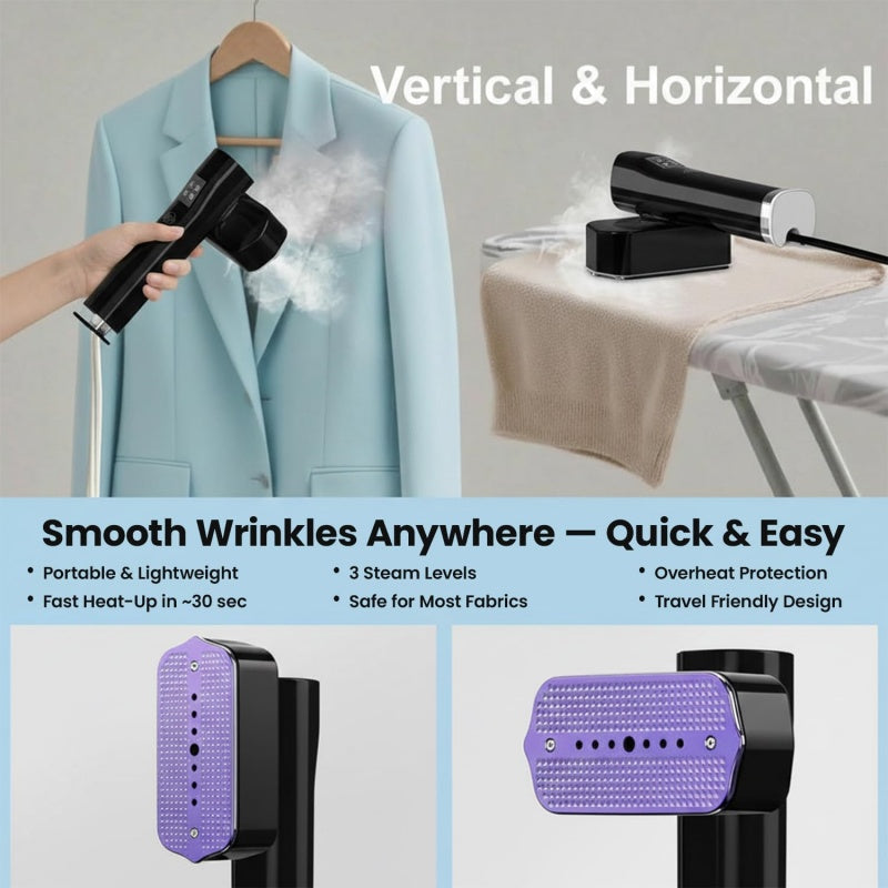 Aluminium ironing plate detail on Portable Clothes Steamer