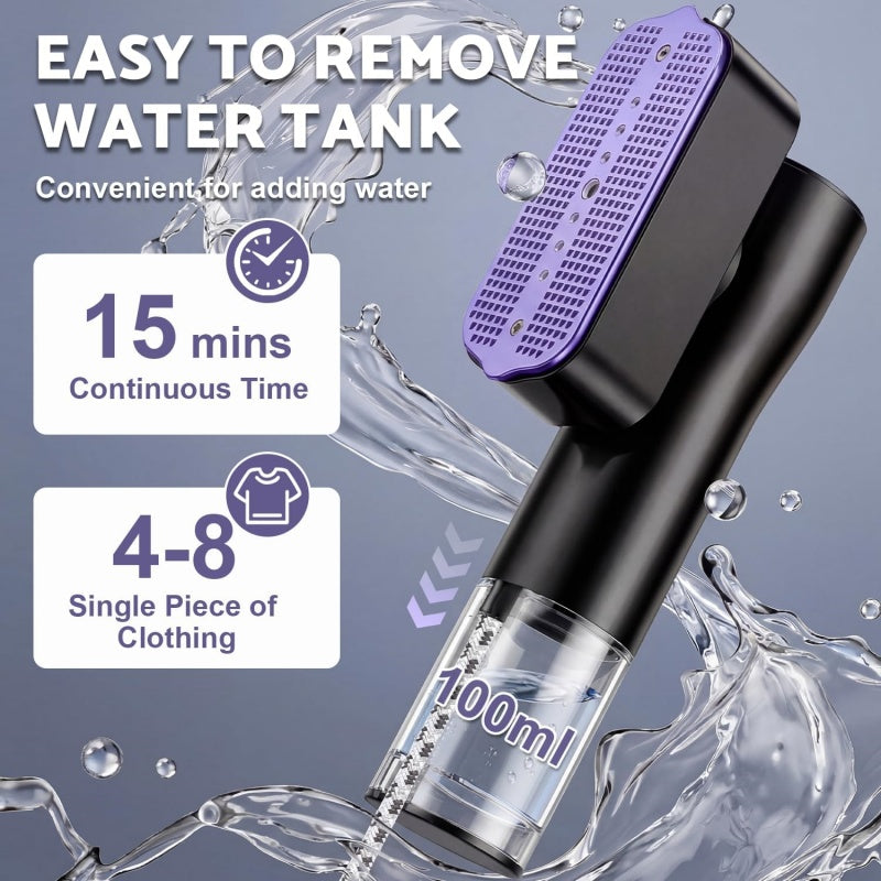Purple handheld Portable Clothes Steamer with ergonomic grip