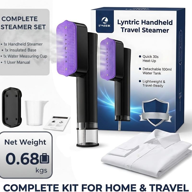 Portable Clothes Steamer with insulated base and user manual