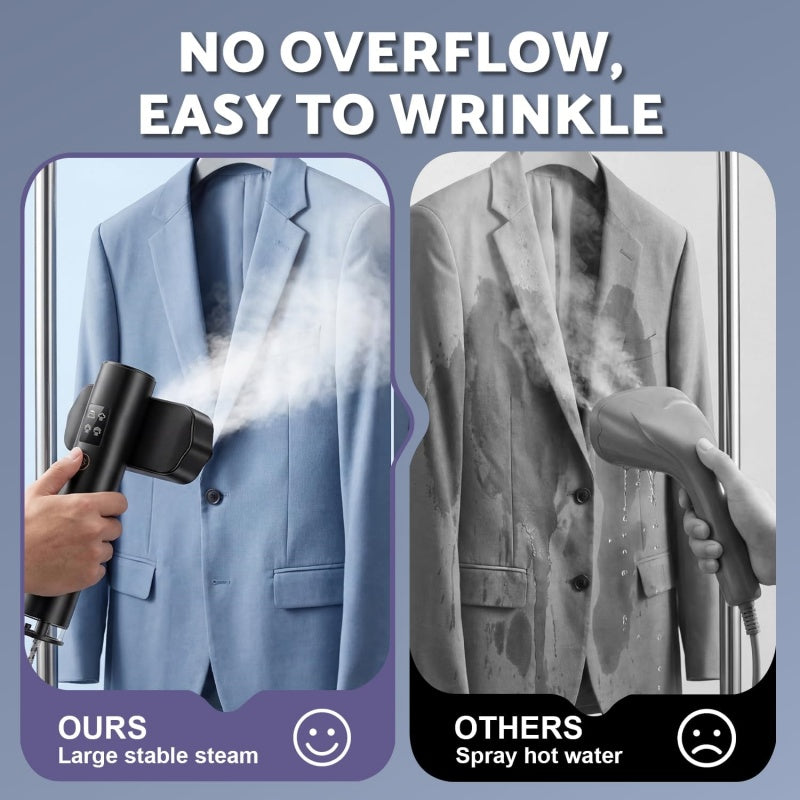 Portable Clothes Steamer removing wrinkles from a shirt