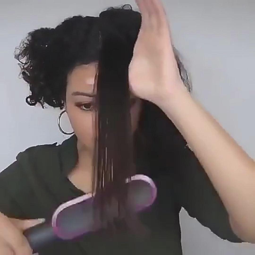 2-in-1 Hair Straightener & Curling Brush