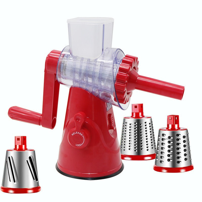 red vegetable grinder rotary with attachments