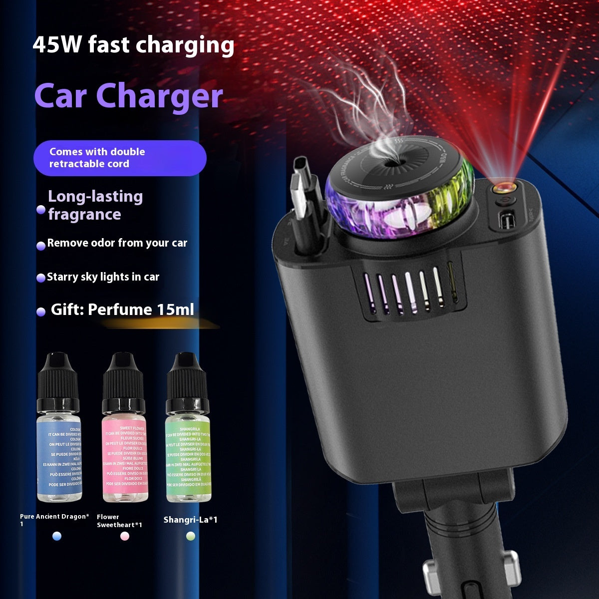Perfume Starry Sky Super Fast Charge Car Charger — front view