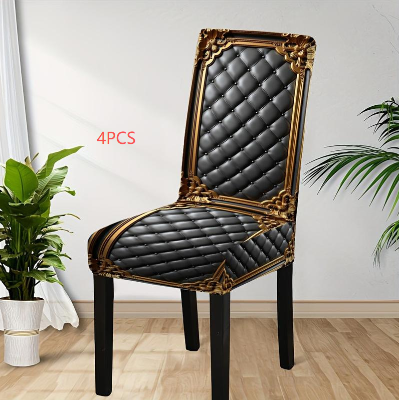 Close-up detail of Stretch Pattern Dining Chair Cover fabric and fit