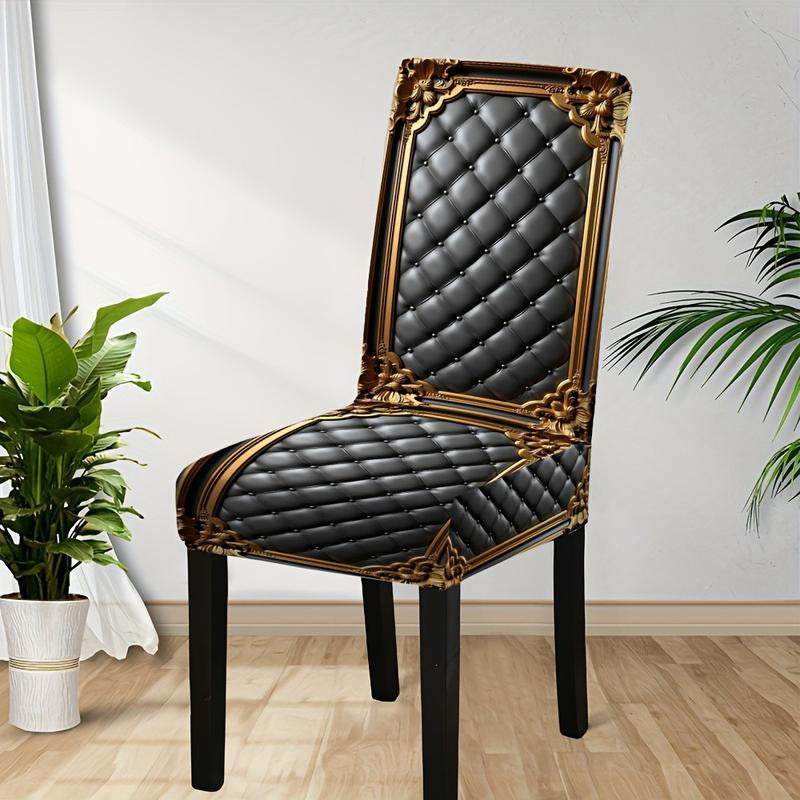 Side view of Stretch Pattern Dining Chair Cover on a dining chair