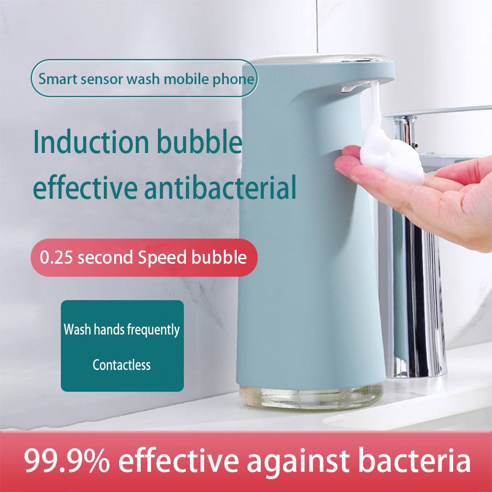Automatic touchless soap dispenser showing sensor dispensing